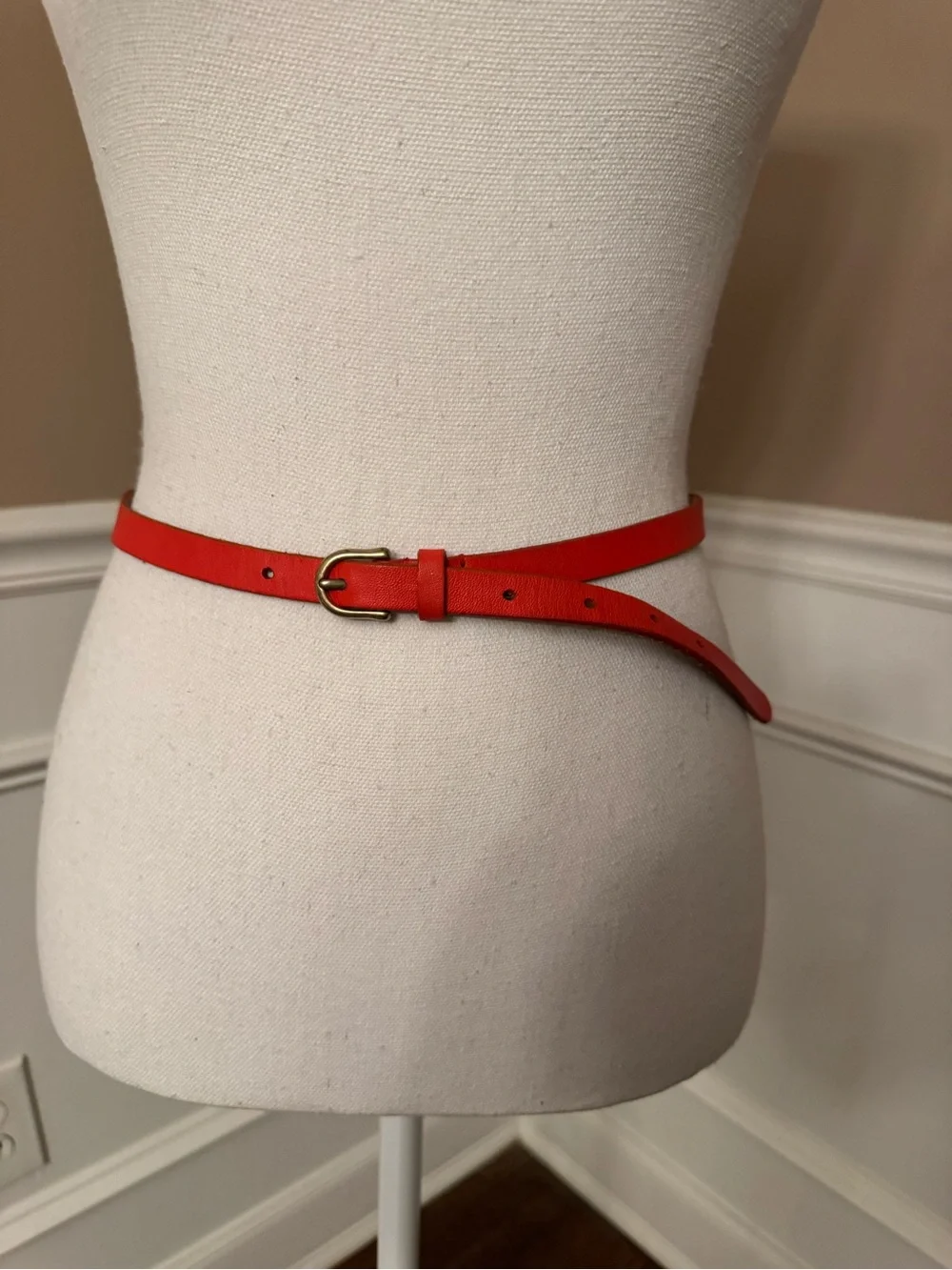 J. Crew Red Leather Belt with Brass-Tone Buckle - Picture 2 of 10